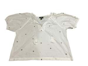 Karen Kane Honey Bee Peasant Top White Embroidered Tassel Ties XL